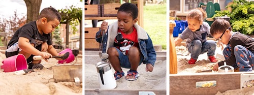 children playing with sand