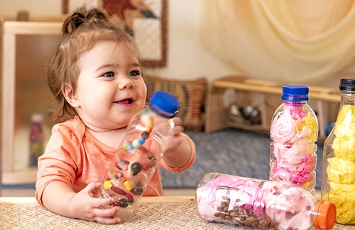 child playing with blocks