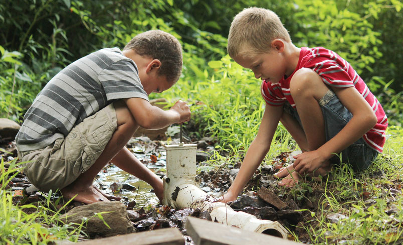 boys in stream